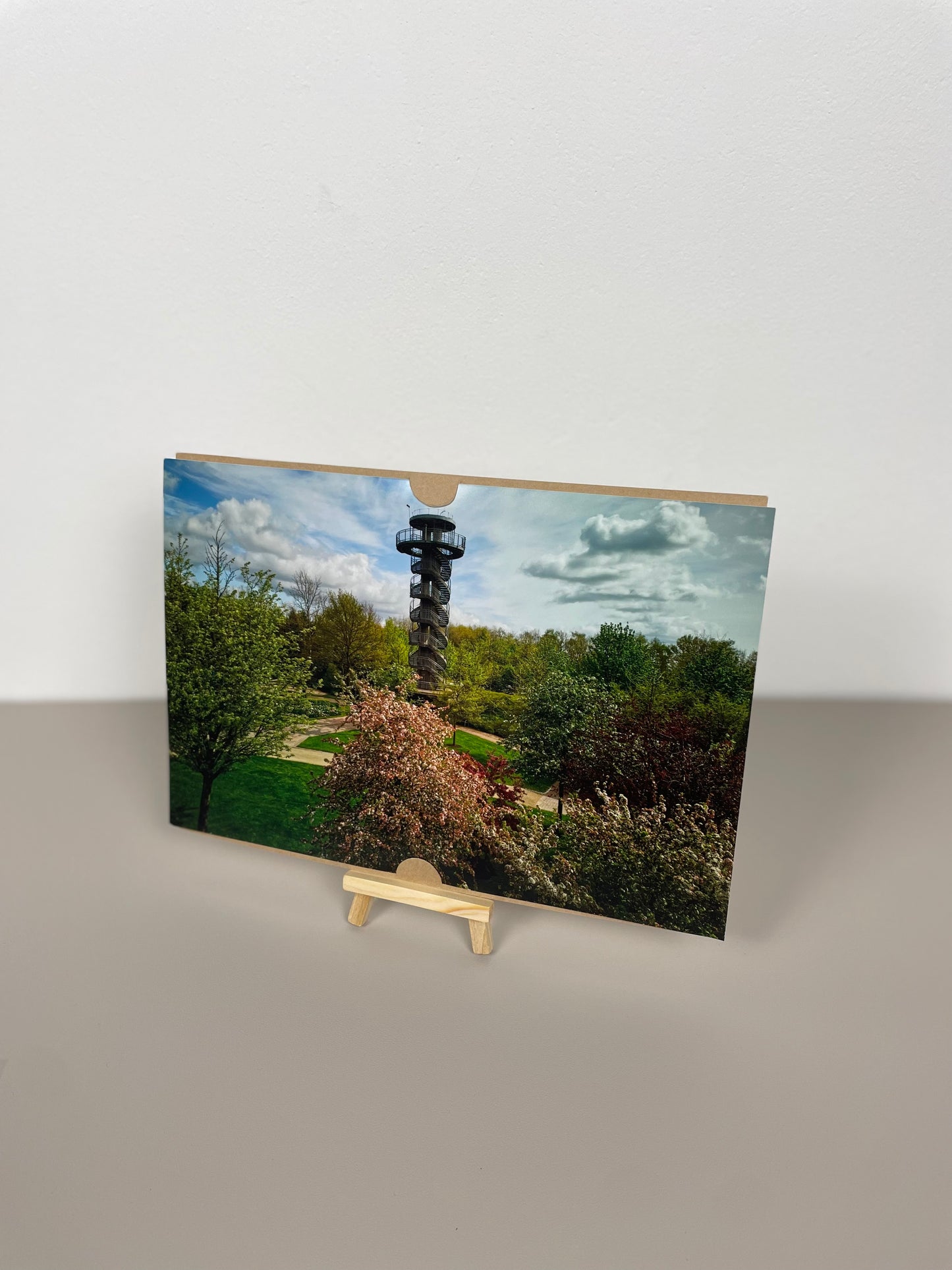 Aussichtsturm Frühling Zierapfel weit Park der Gärten
